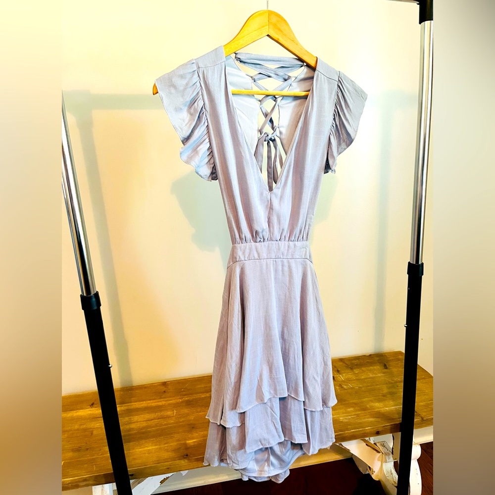Altar’d State Open Back Mini Dress Size Small Blue